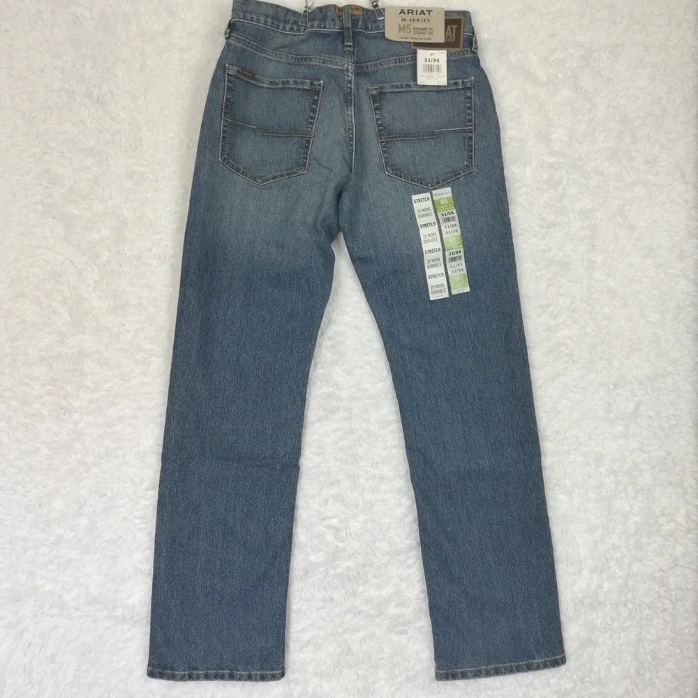 Ariat Mens Jeans M5 Hansen Straight Leg Blue Denim Tulsa Medium Wash 31x34 New